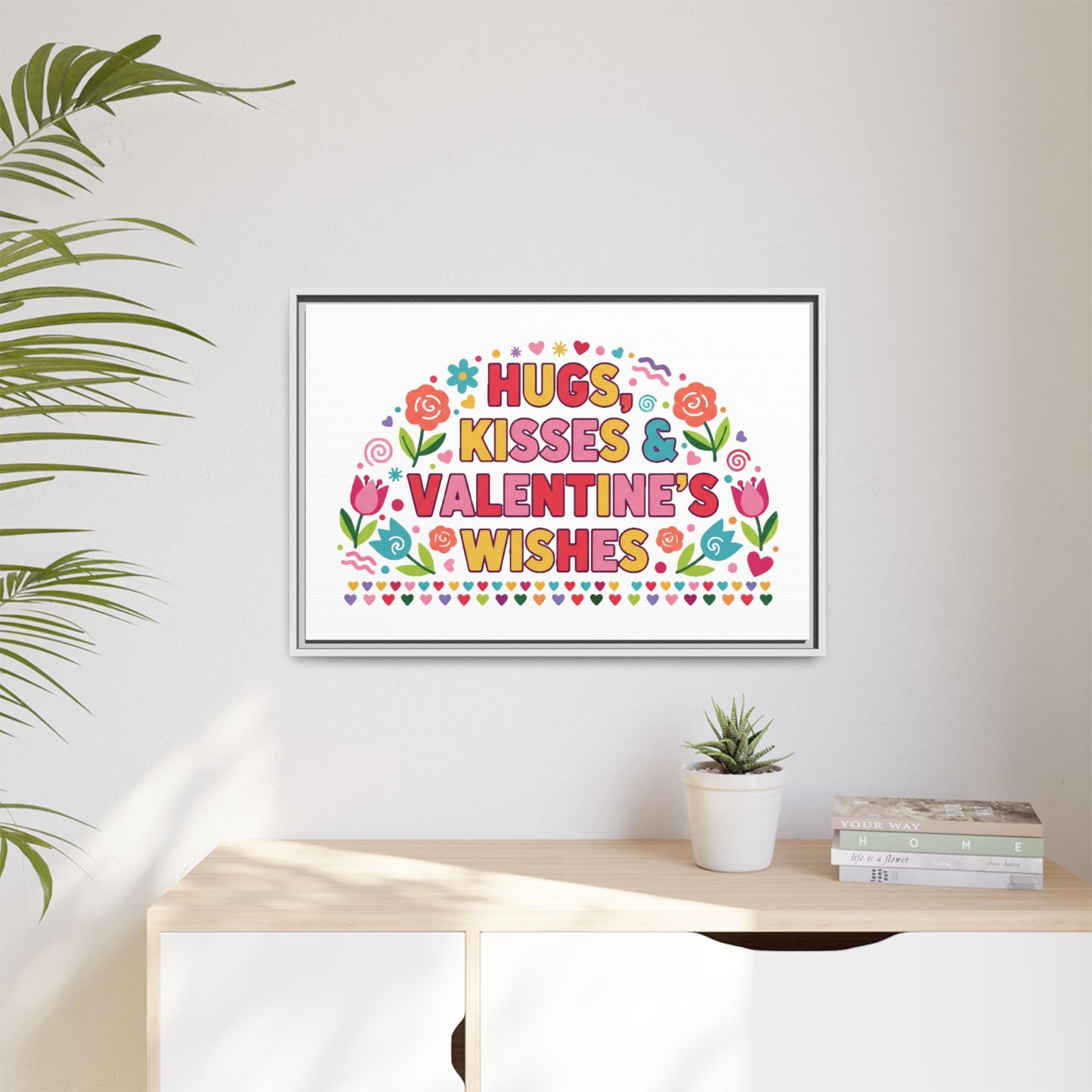 Hugs Kisses & Valentine's Wishes - Framed Canvas
