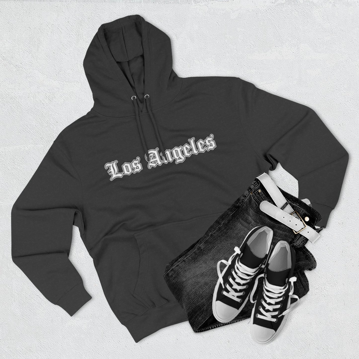 Los Angeles Three-Panel Fleece Hoodie, Cozy Sweatshirt, Streetwear Apparel, Gift for Her/Him, Casual Style, Travel Hoodie