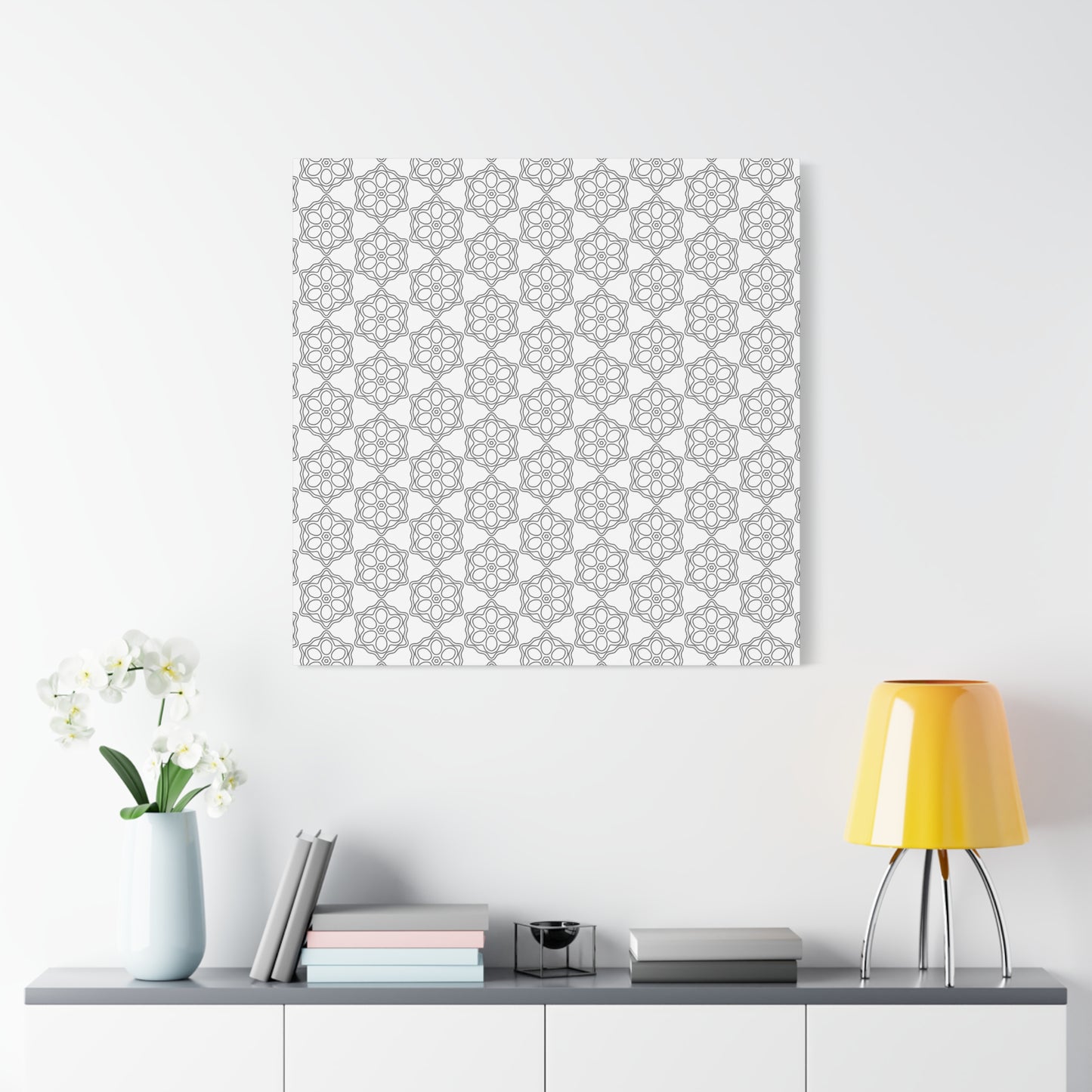 Elegant Geometric Wall Art Canvas, Modern Home Decor, Gray Pattern Stretched Canvas, Minimalist Artwork, Gift for New Home