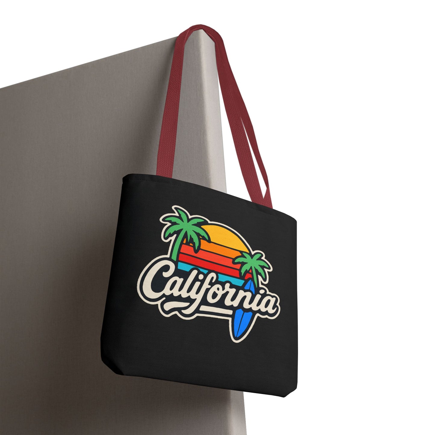 California Retro Tote Bag - Beach Vibes, Summer Accessory, Travel Bag, Gift for Friends, Eco-Friendly Shopping