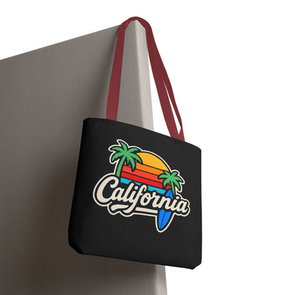 California Retro Tote Bag - Beach Vibes, Summer Accessory, Travel Bag, Gift for Friends, Eco-Friendly Shopping