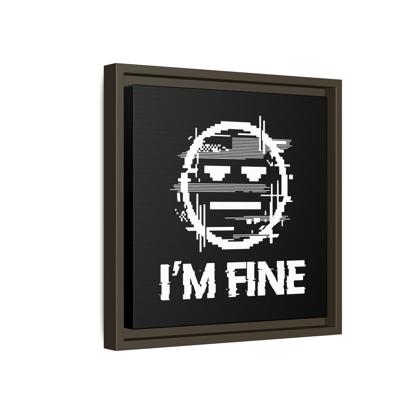 I’m Fine Glitched Smiley - Framed Canvas