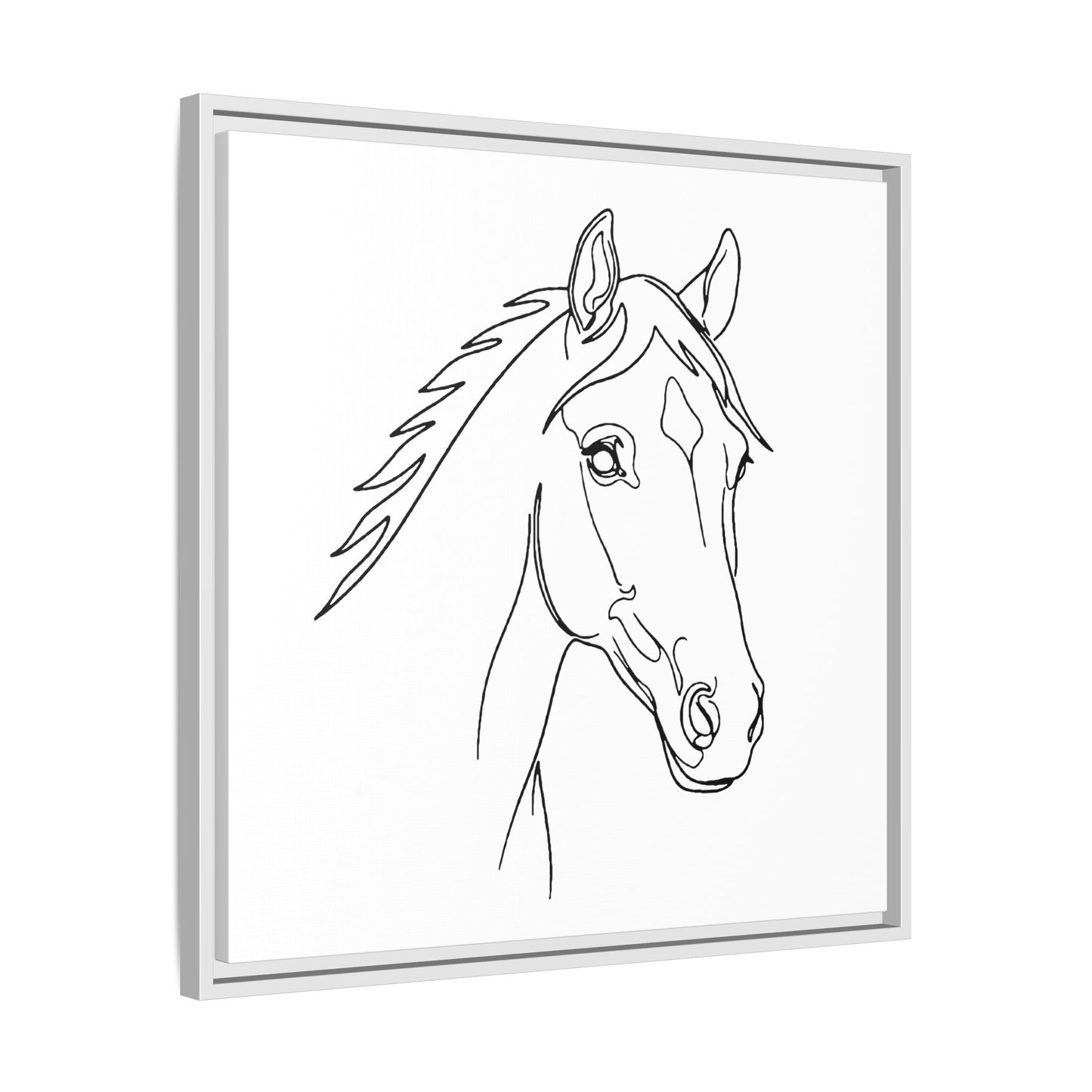 Horse Portrait Sketch - Framed Canvas