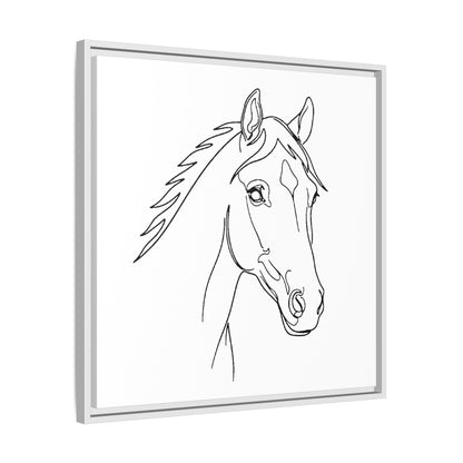 Horse Portrait Sketch - Framed Canvas