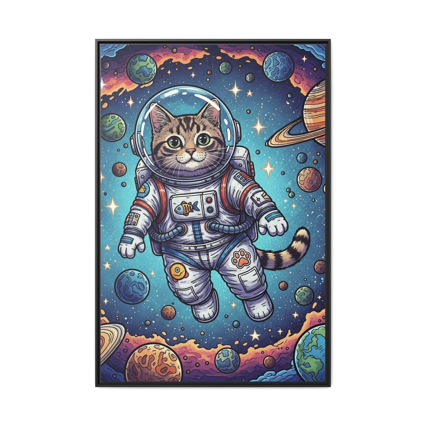 Astronaut Cat - Framed Canvas