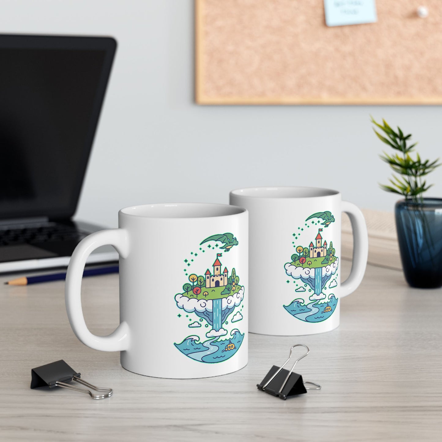 Floating Castle Dragon - Magical Fantasy Island - Mug