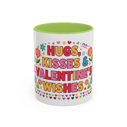 Hugs, Kisses & Valentine’s Wishes - Color Accent Mug