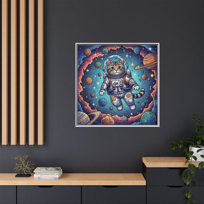 Astronaut Cat - Framed Canvas