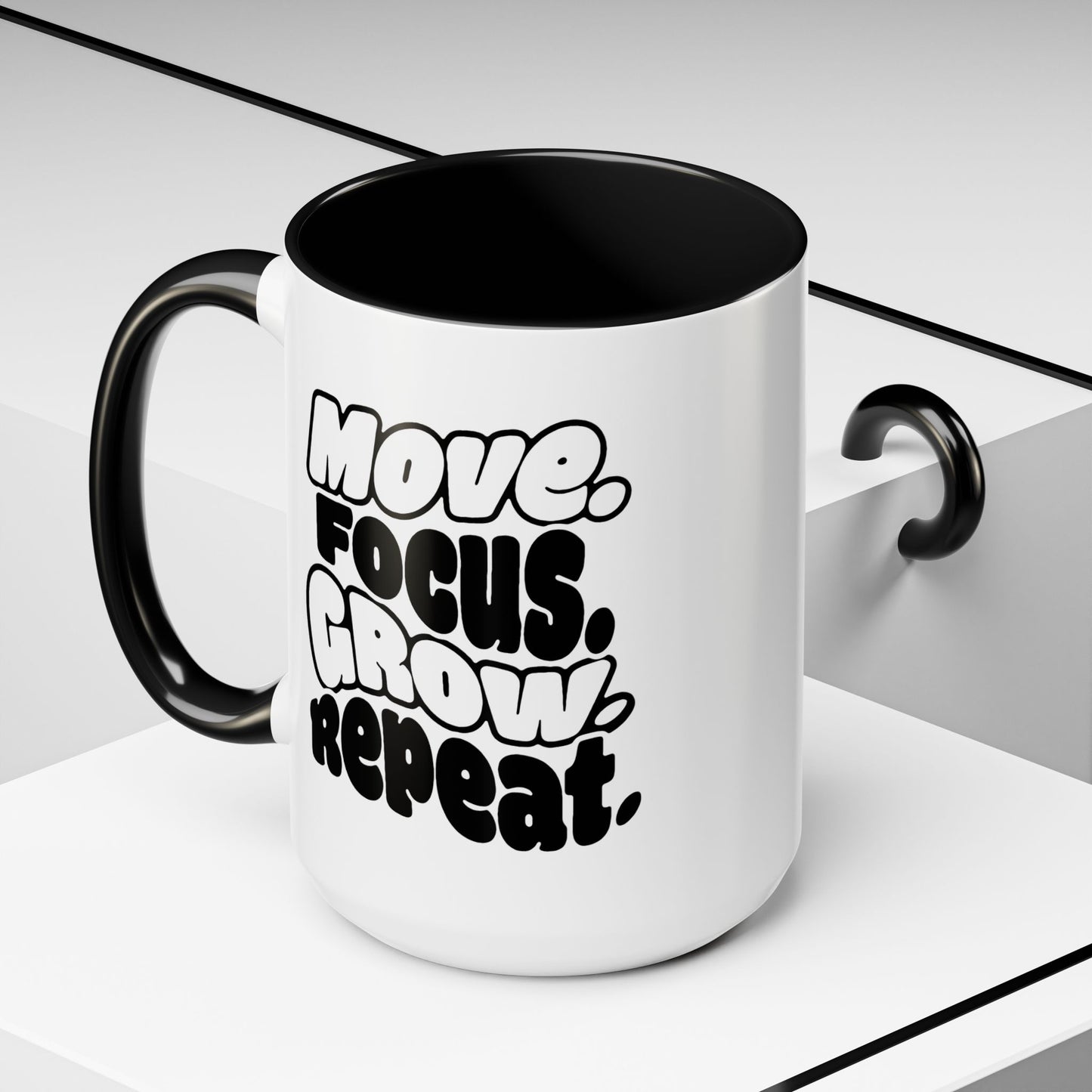 Move. Focus. Grow. Repeat. - Color Accent Mug