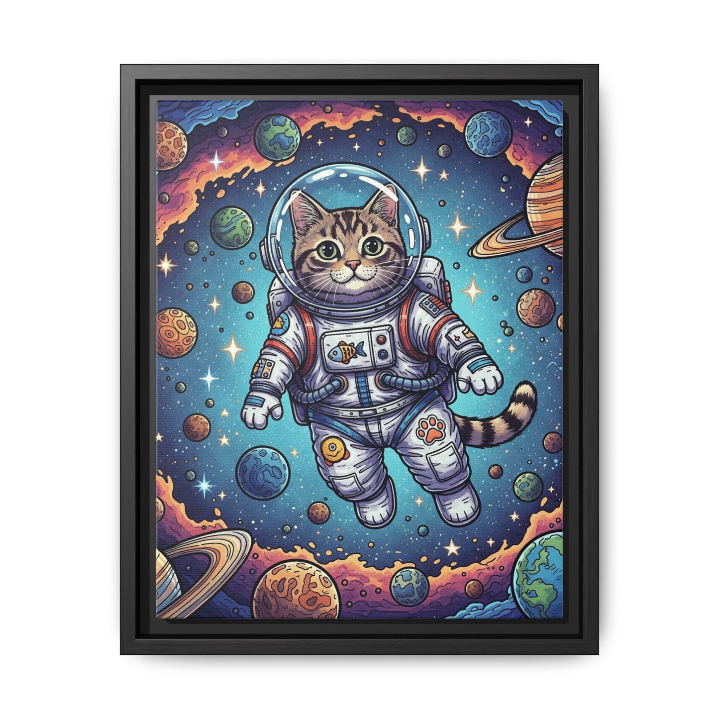 Astronaut Cat - Framed Canvas