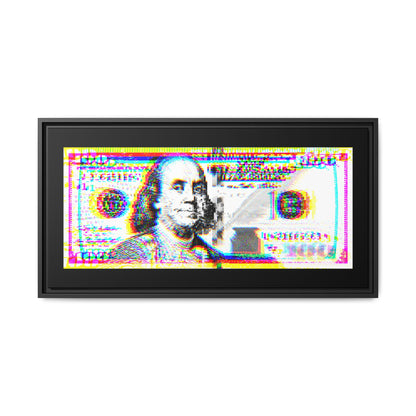 100 Dollars Bill - Neon Color Explosion - Framed Canvas