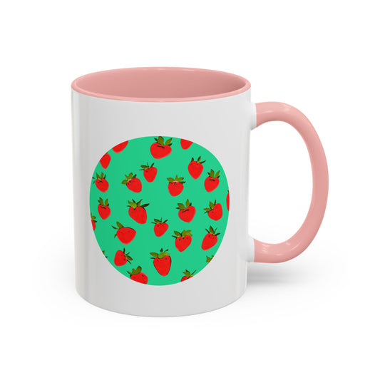 Strawberry Pattern - Color Accent Mug
