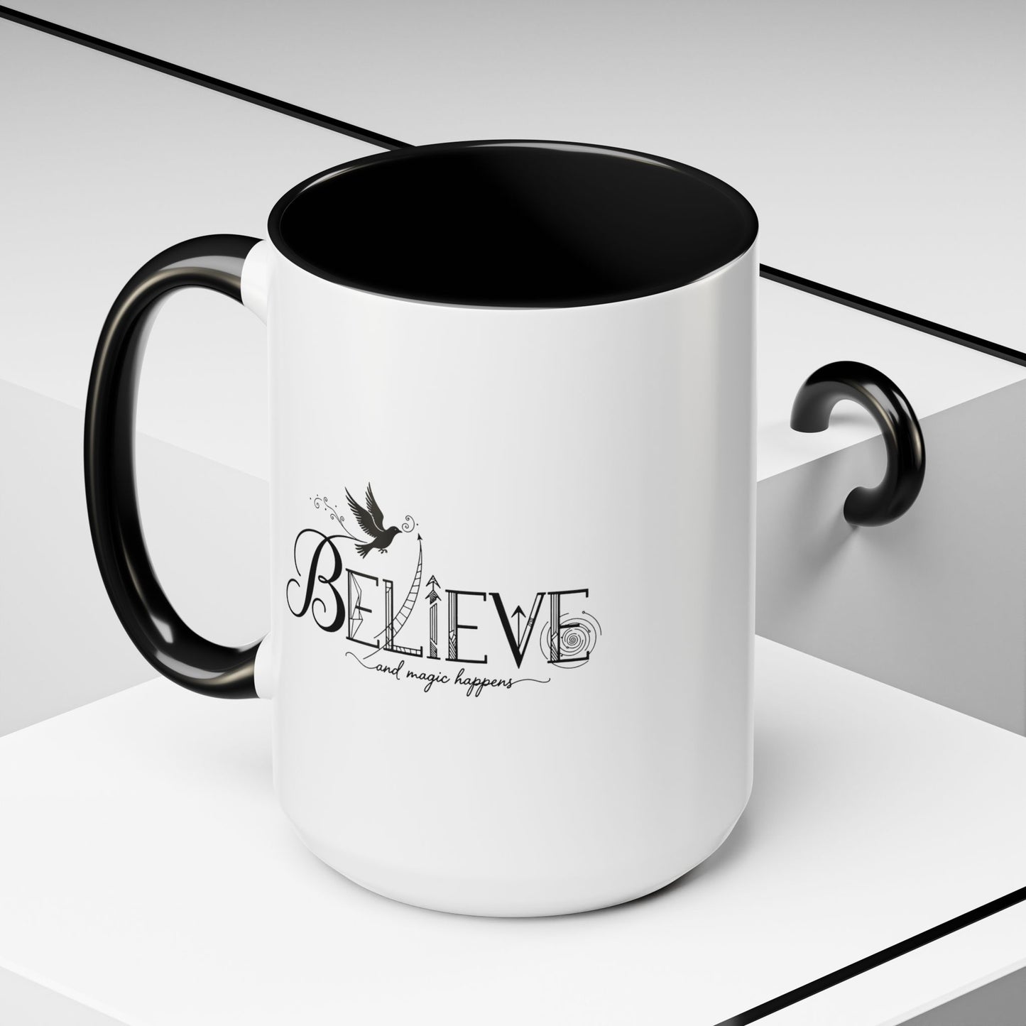 Believe and Magic Happens - Color Accent Mug