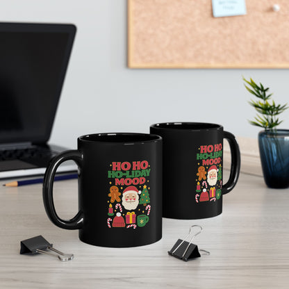 Festive Holiday Mug, 'Ho Ho Ho-liday Mood' Coffee Cup for Christmas, Gift for Him/Her, Cheerful Coffee Mug, Cute Holiday Decor