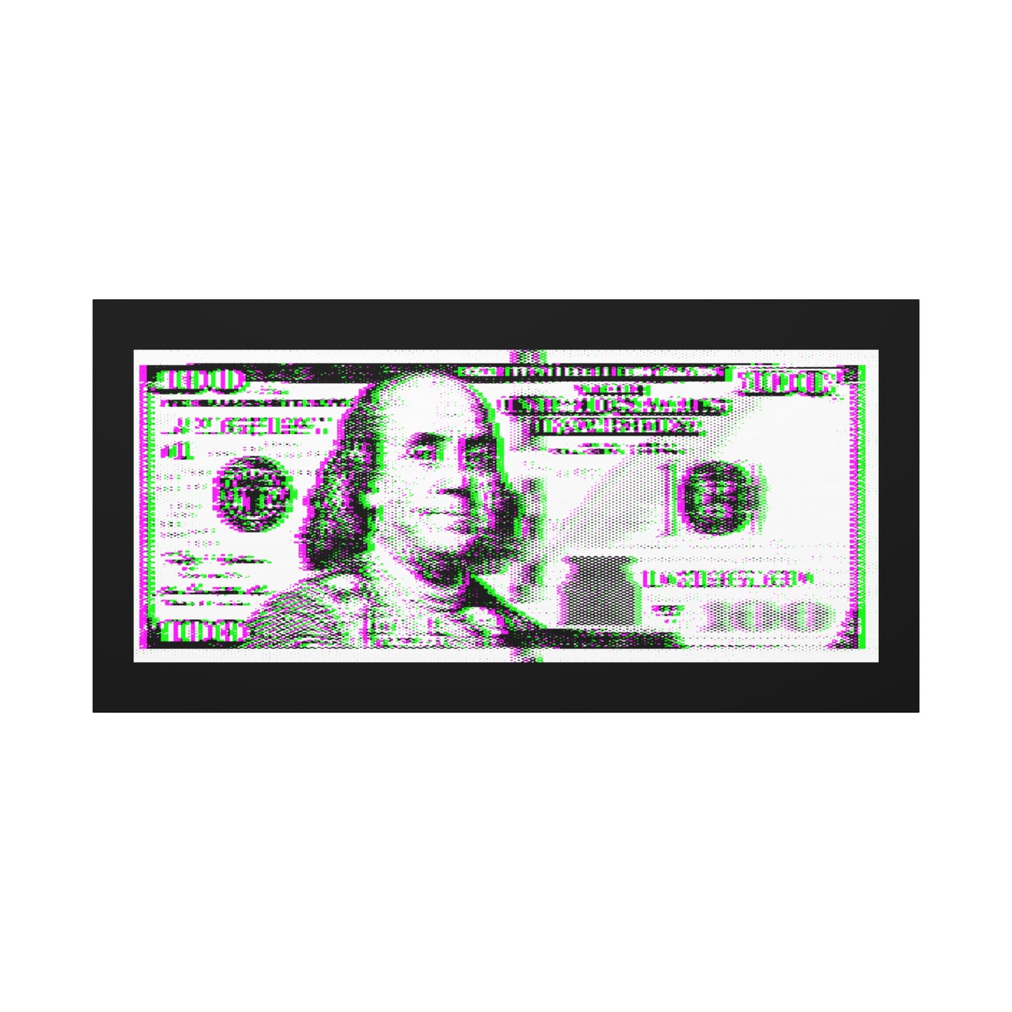 100 Dollars Bill - Green/Magenta Glitch - Canvas