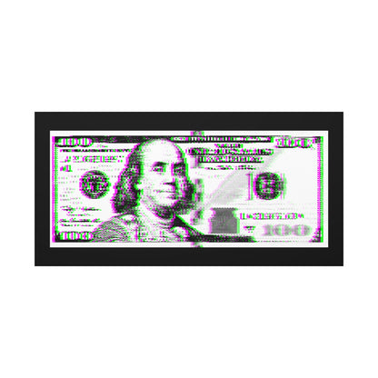 100 Dollars Bill - Green/Magenta Glitch - Canvas