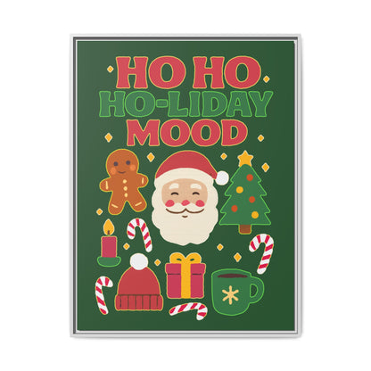 Framed Canvas Art, Festive Holiday, Cheerful Wall Art for Christmas, Santa Decor, Ho Ho Ho Seasonal Gift, Holiday Mood Wall Art