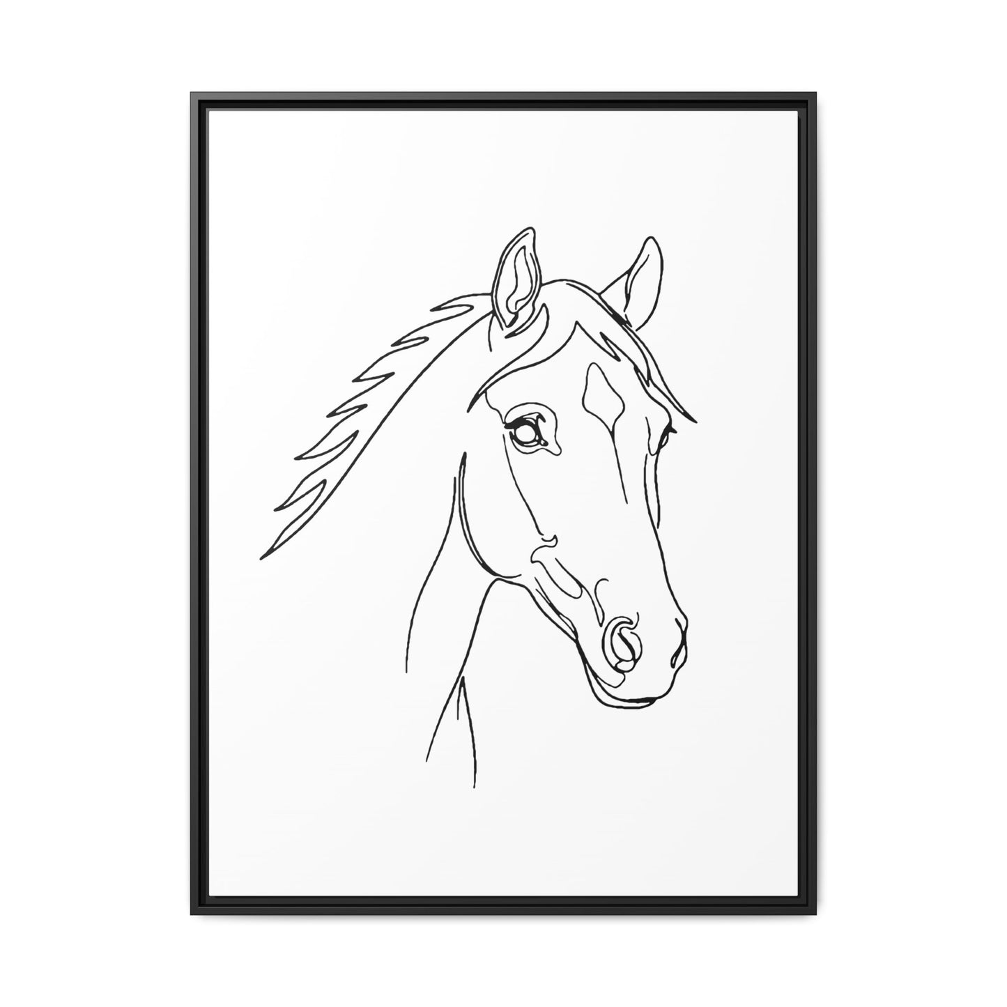 Horse Portrait Sketch - Framed Canvas