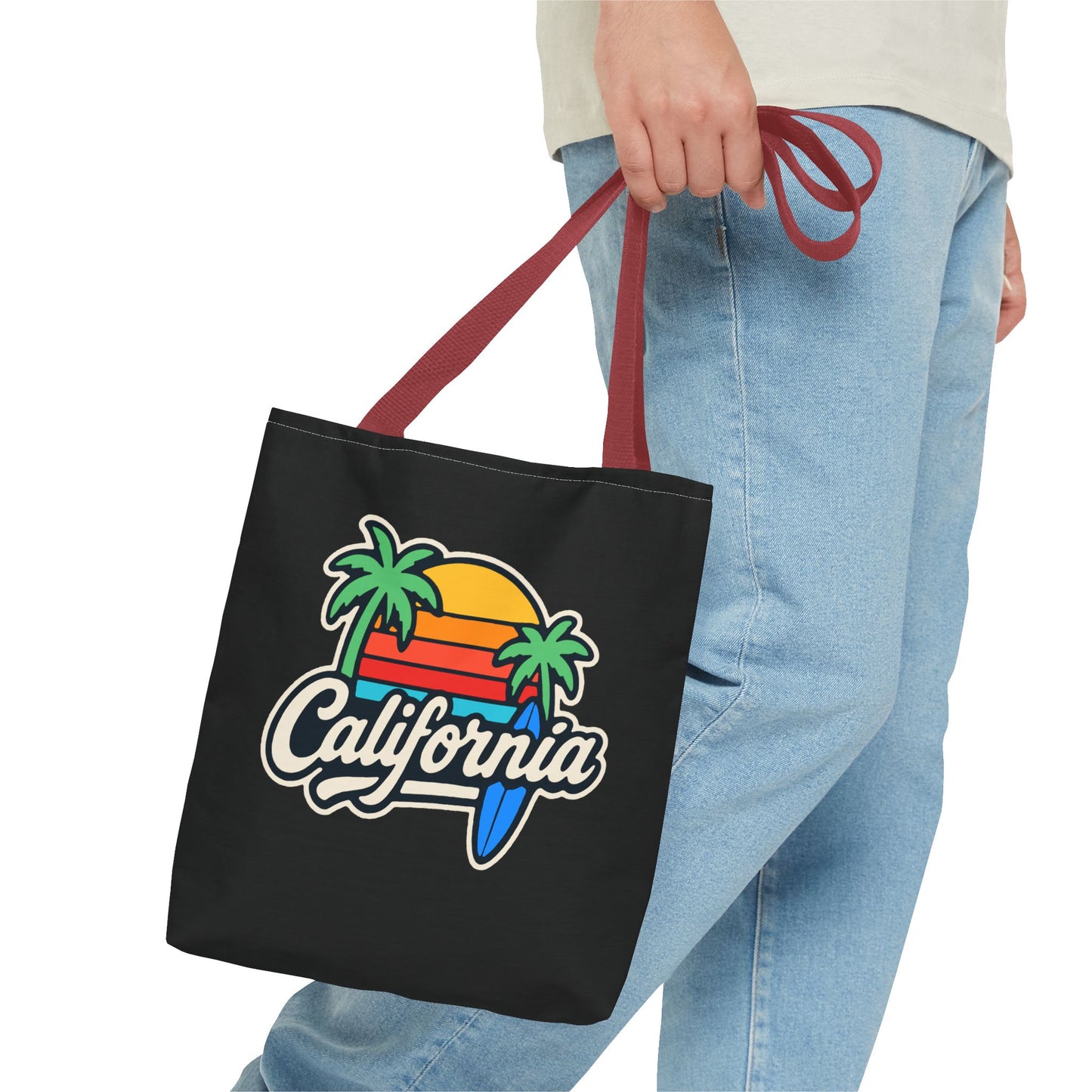 California Retro Tote Bag - Beach Vibes, Summer Accessory, Travel Bag, Gift for Friends, Eco-Friendly Shopping