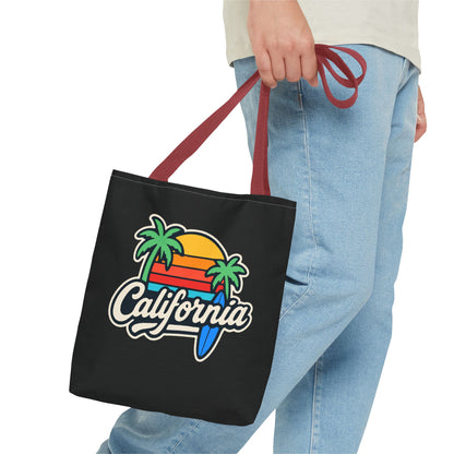 California Retro Tote Bag - Beach Vibes, Summer Accessory, Travel Bag, Gift for Friends, Eco-Friendly Shopping