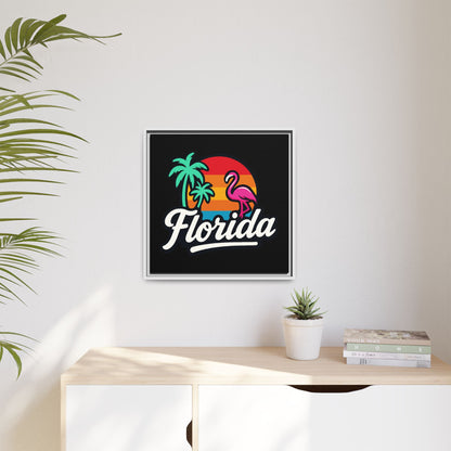 Florida Sunset Palm - Framed Canvas