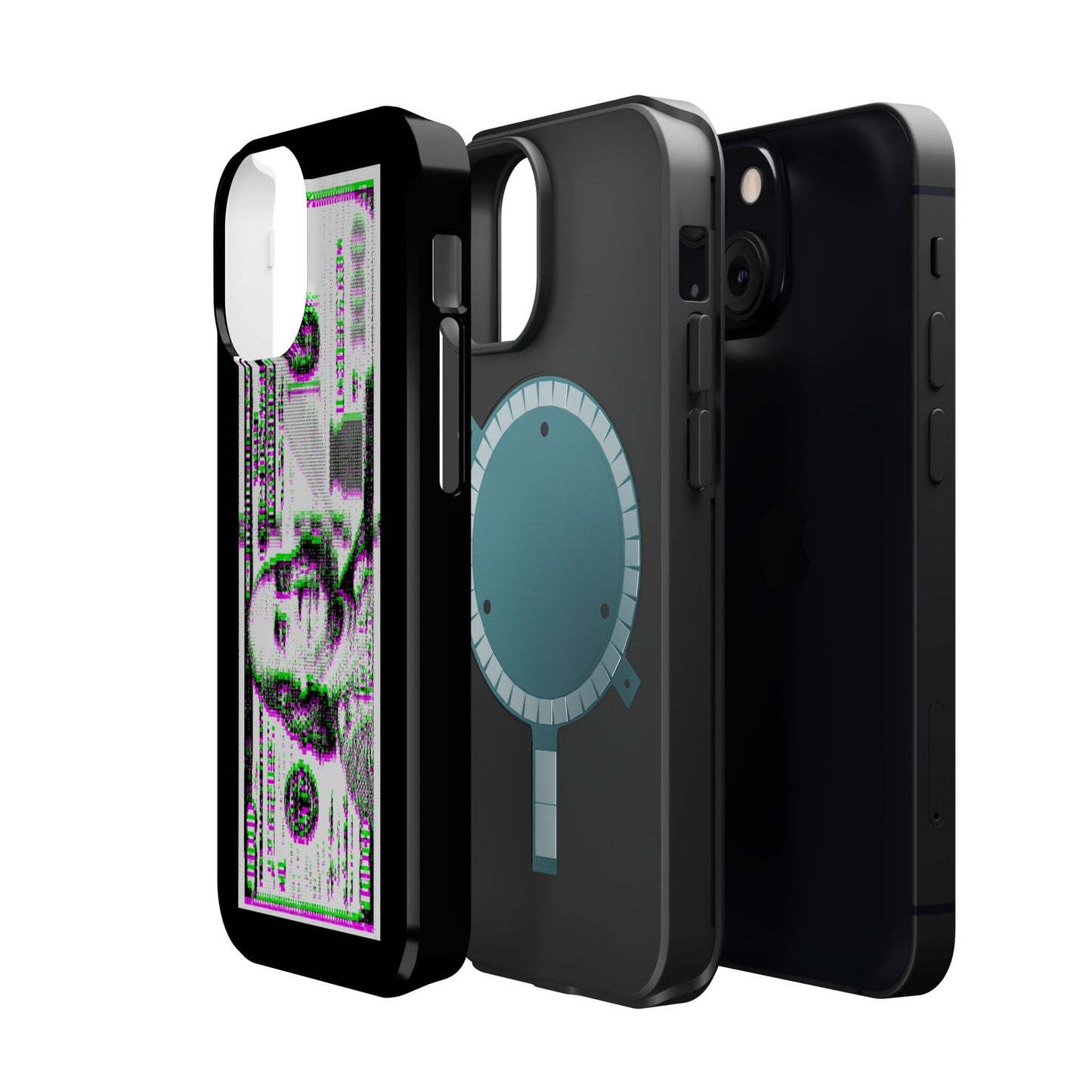 100 Dollars Bill - Green/Magenta Glitch - Magnetic Phone Case