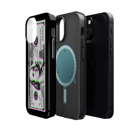 100 Dollars Bill - Green/Magenta Glitch - Magnetic Phone Case