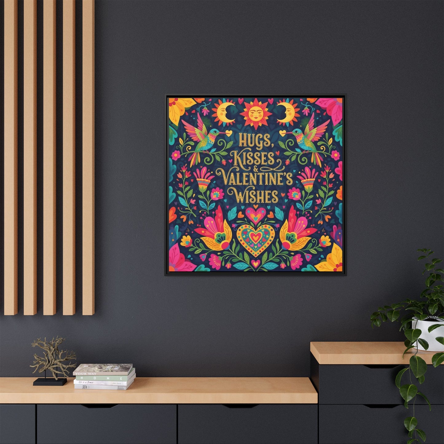 Hugs, Kisses & Valentine’s Wishes - Framed Canvas