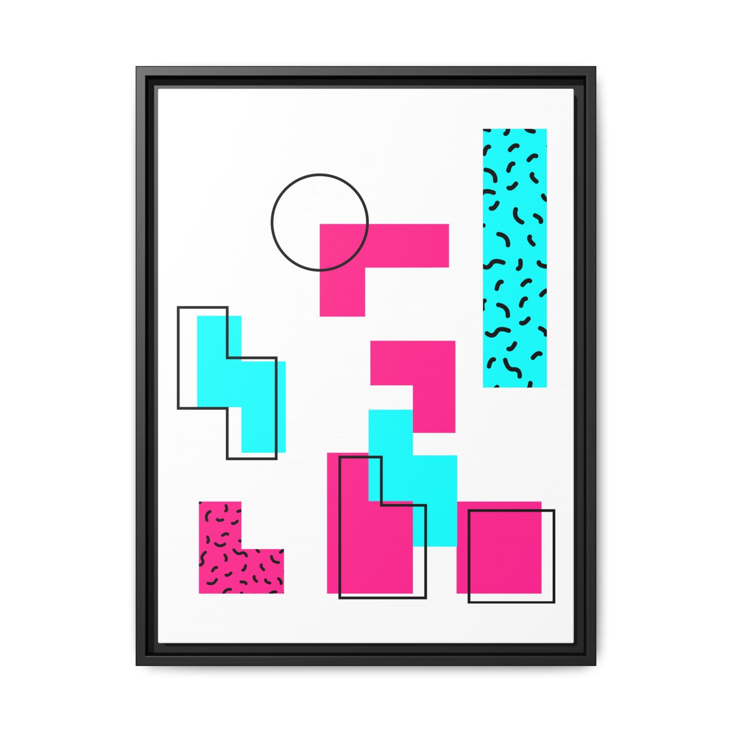Retro Geometric Vibes - Framed Canvas