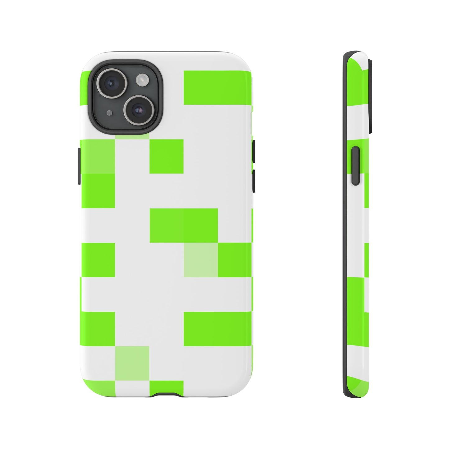 Lime Green Pixel Grid - Phone Case