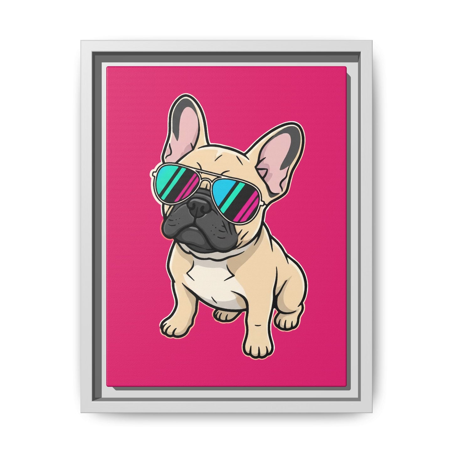 French Bulldog with Sunglasses - Framed Canvas