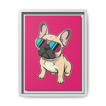 French Bulldog with Sunglasses - Framed Canvas