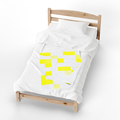 Yellow Pixel Grid - Plush Blanket