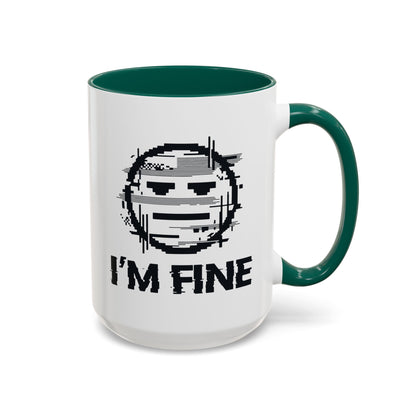 I’m Fine Glitched Smiley - Color Accent Mug