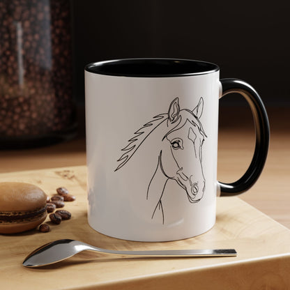 Horse Portrait Sketch - Color Accent Mug