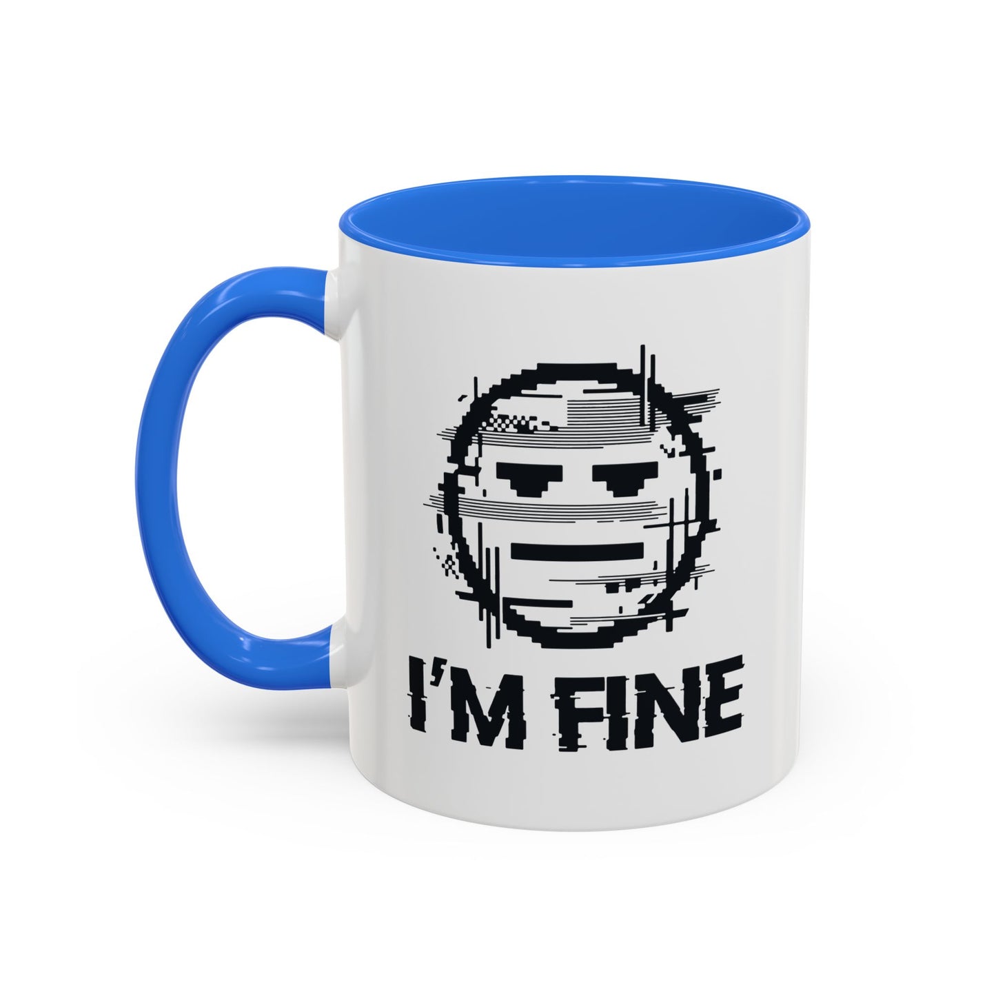 I’m Fine Glitched Smiley - Color Accent Mug