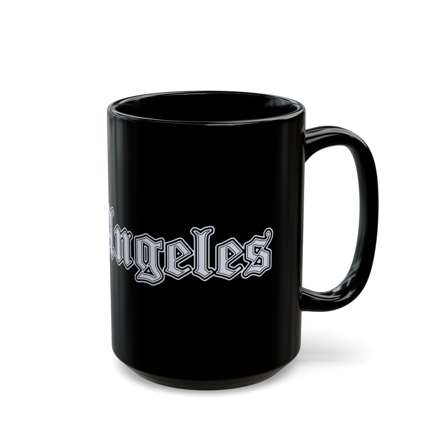 Los Angeles Black Mug - Trendy Coffee Cup for Urban Style Lovers, Gift for Travelers, Office Decor, Best Friend Gift, Unique Collectible - Silver Edition