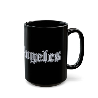 Los Angeles Black Mug - Trendy Coffee Cup for Urban Style Lovers, Gift for Travelers, Office Decor, Best Friend Gift, Unique Collectible - Silver Edition