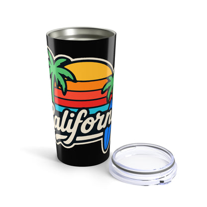 California Sunset Travel Mug, Stainless Steel Coffee Cup, Summer Vibe Drinkware, Beach Lover Gift, Travel Accessory, Tropical Mug