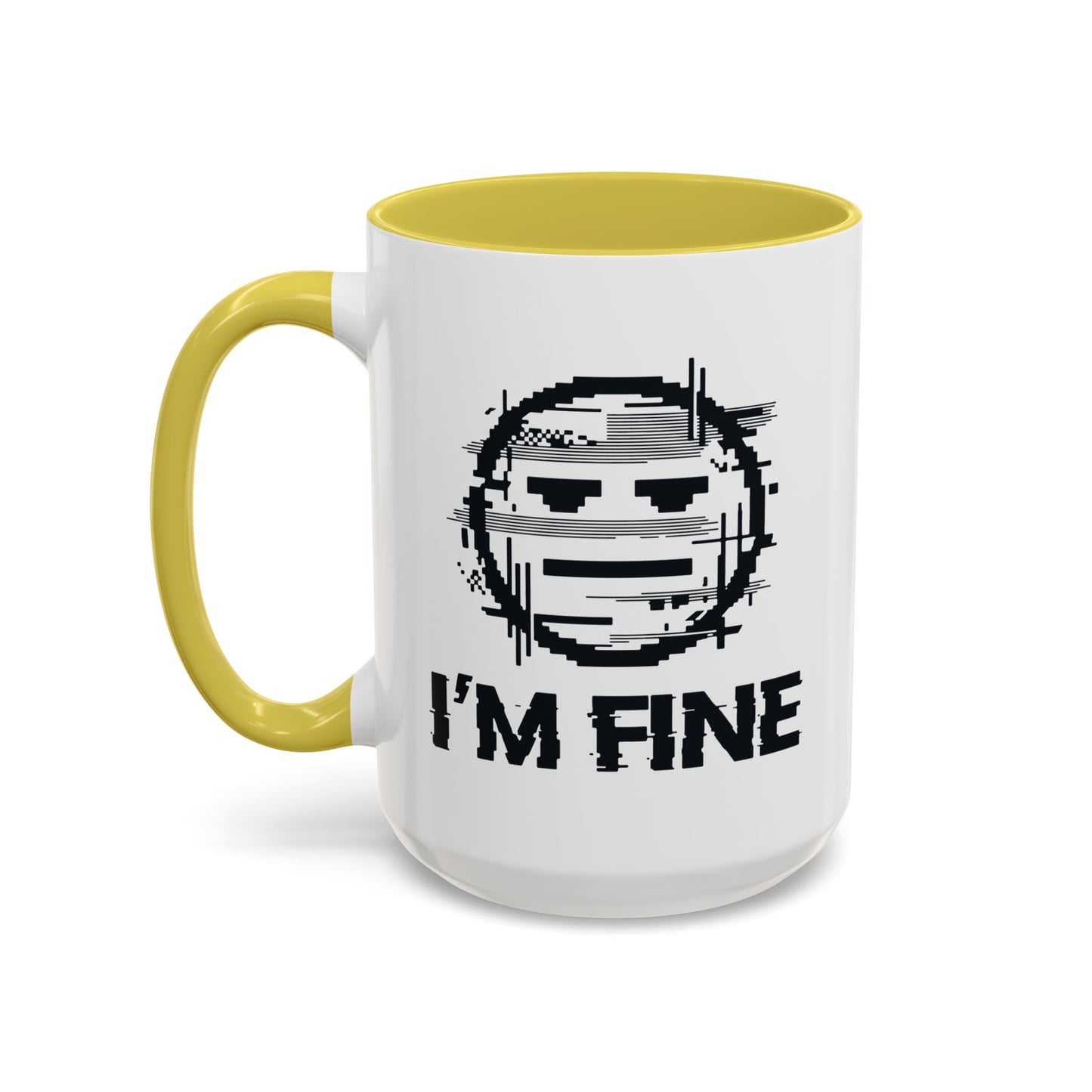 I’m Fine Glitched Smiley - Color Accent Mug