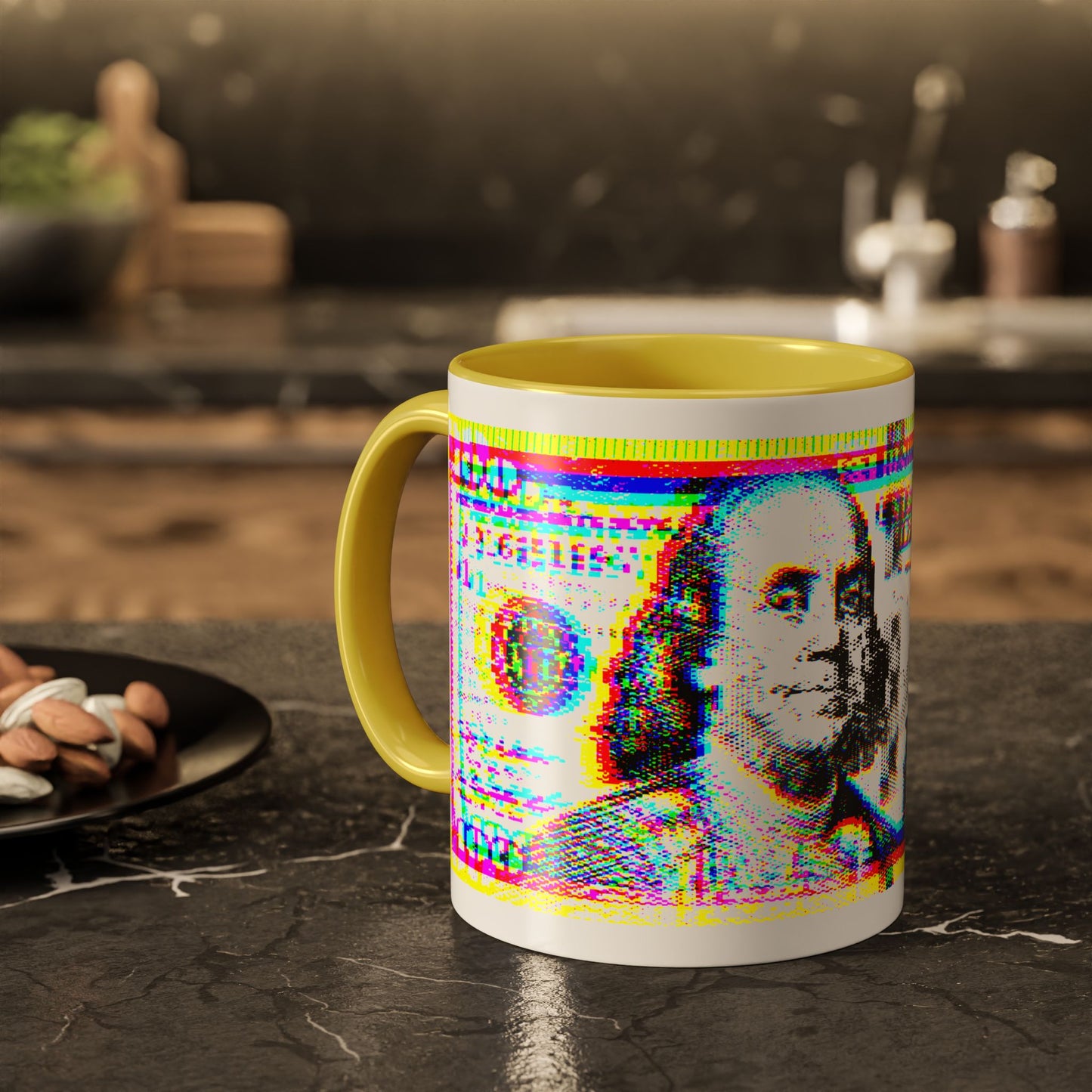 100 Dollars Bill - Neon Color Explosion - Color Accent Mug