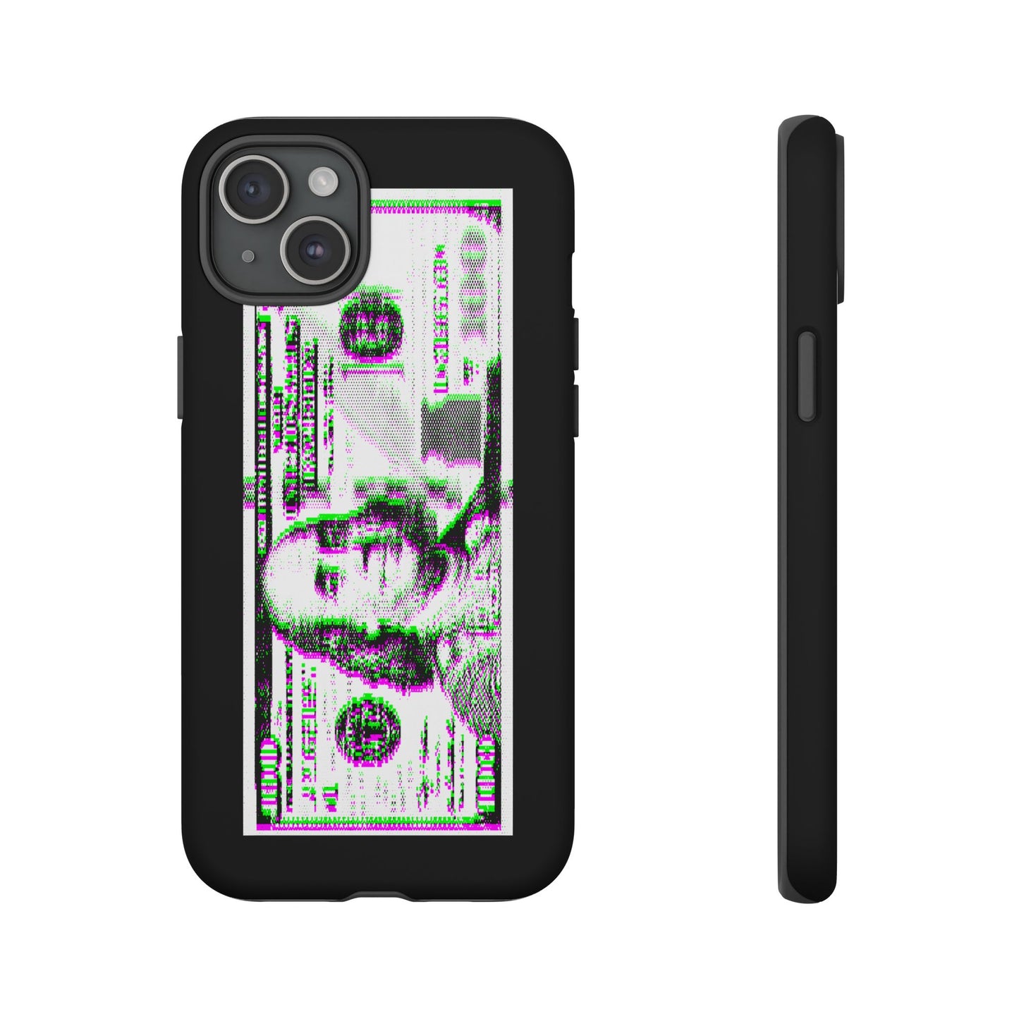 100 Dollars Bill - Green/Magenta Glitch - Phone Case