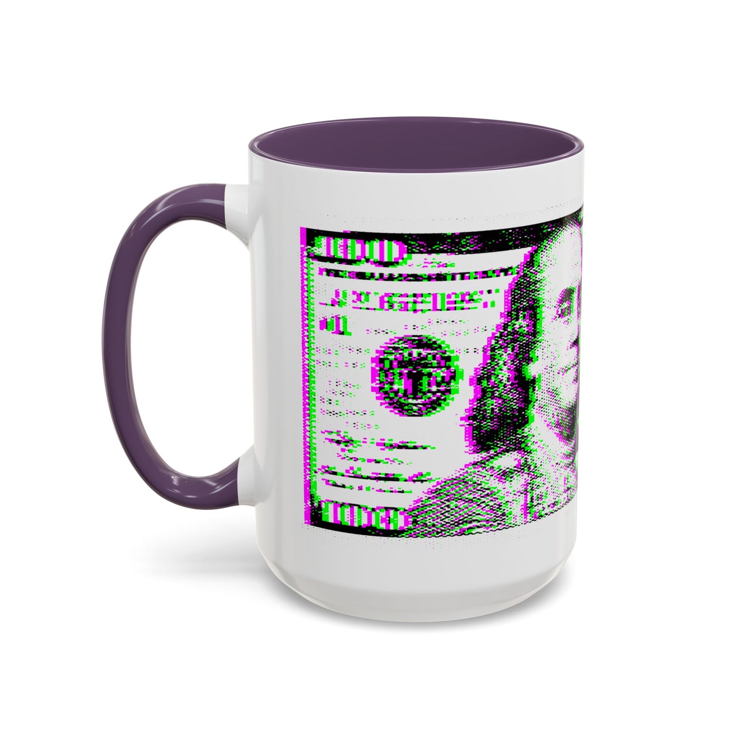 100 Dollars Bill - Green/Magenta Glitch - Color Accent Mug