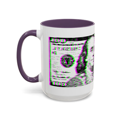 100 Dollars Bill - Green/Magenta Glitch - Color Accent Mug
