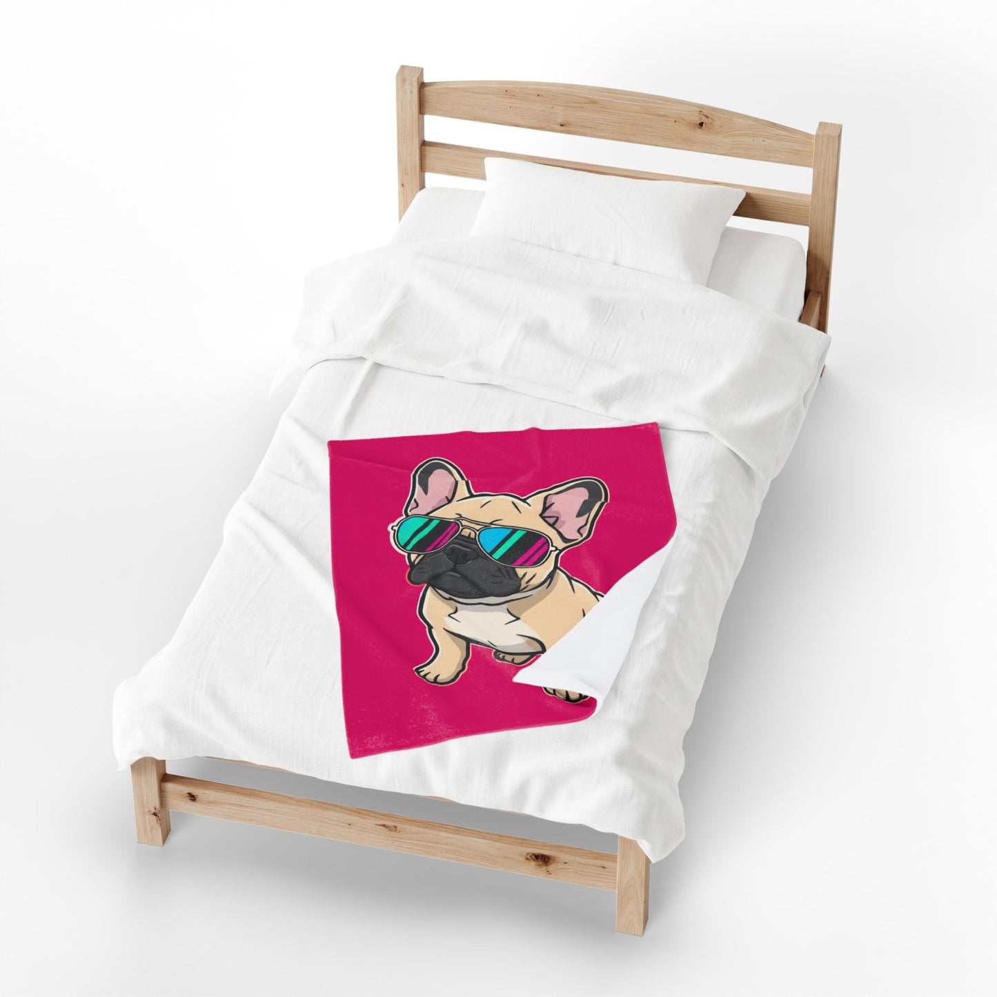 French Bulldog with Sunglasses - Plush Blanket