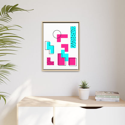 Retro Geometric Vibes - Framed Canvas