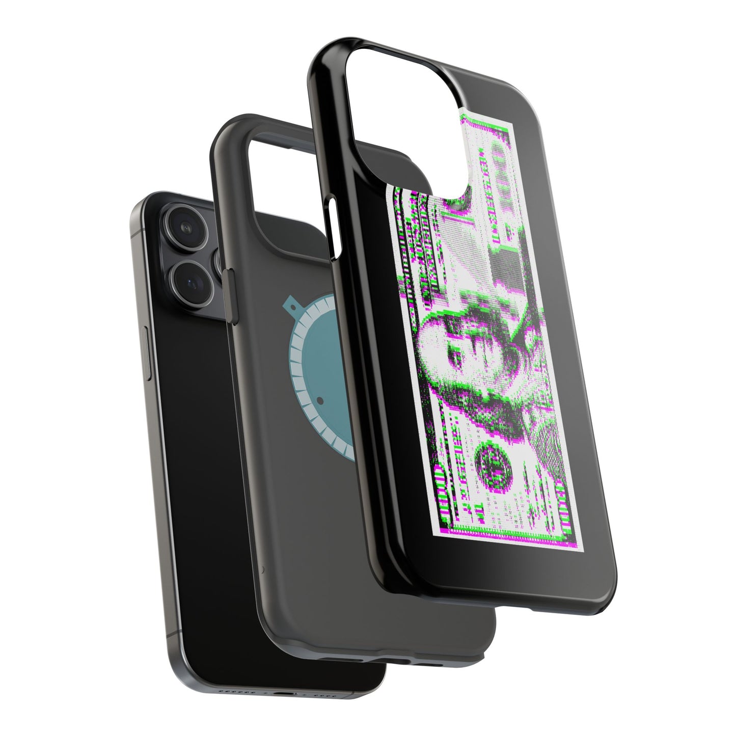 100 Dollars Bill - Green/Magenta Glitch - Magnetic Phone Case