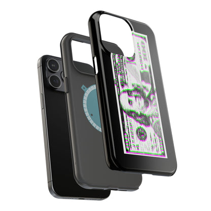 100 Dollars Bill - Green/Magenta Glitch - Magnetic Phone Case