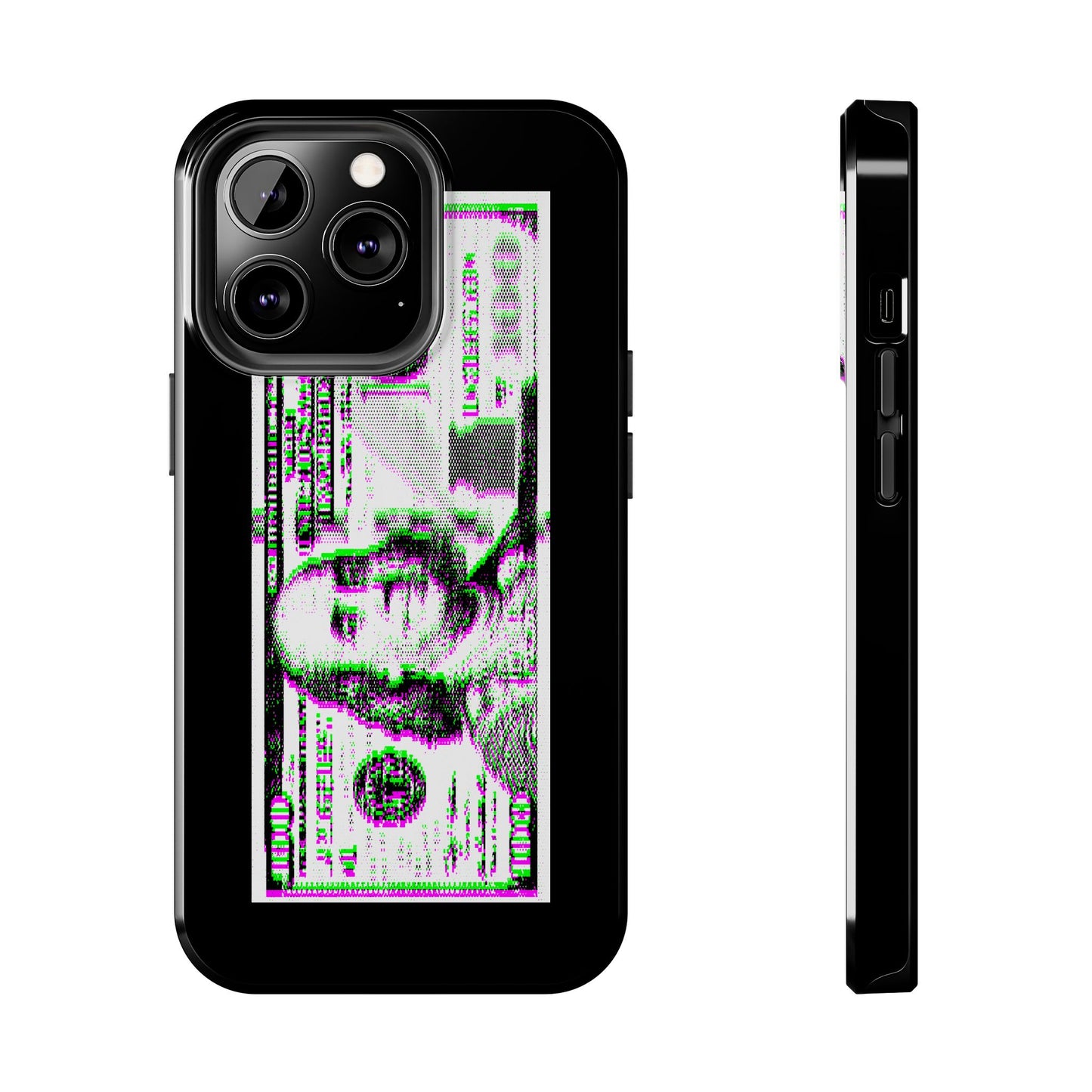 100 Dollars Bill - Green/Magenta Glitch - Phone Case