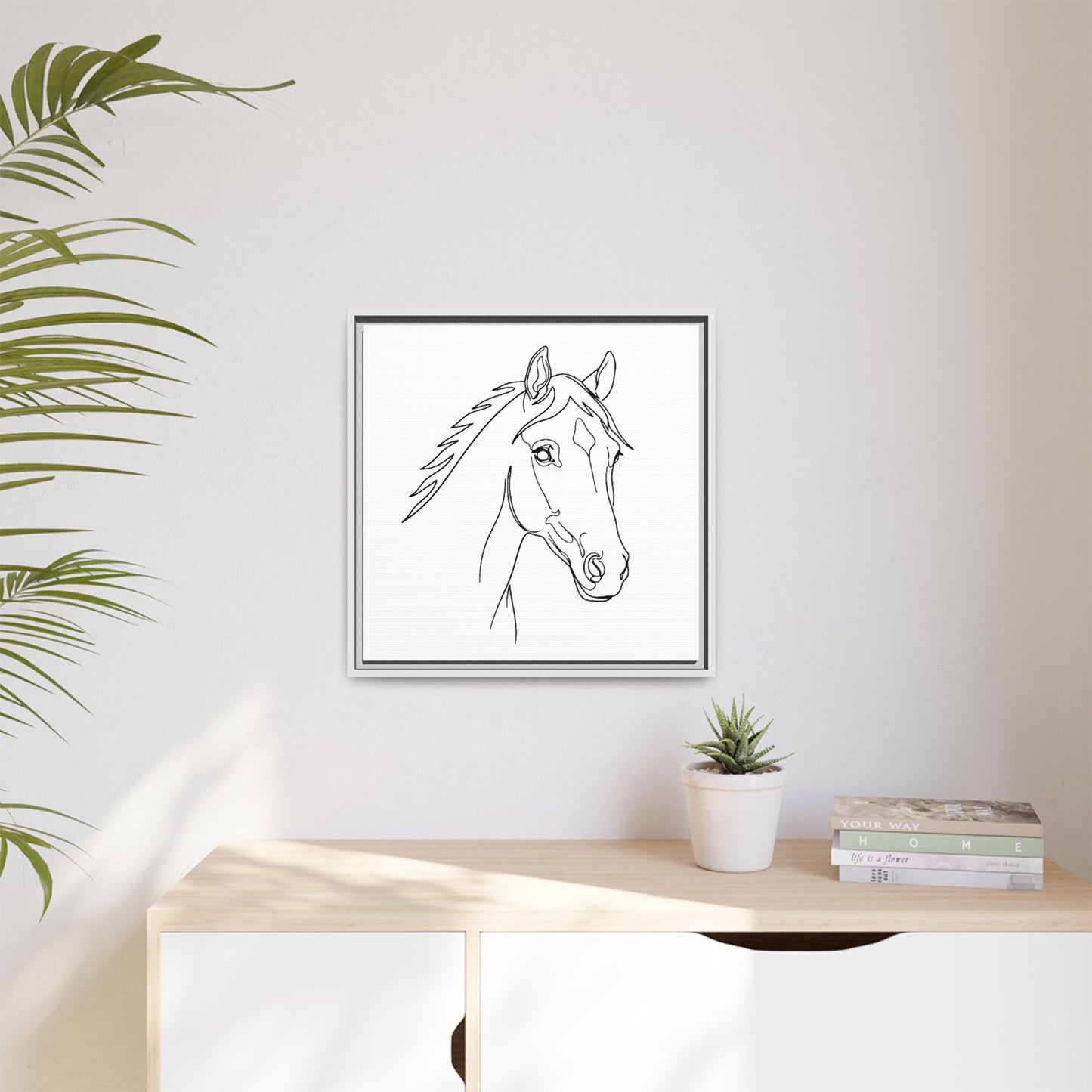 Horse Portrait Sketch - Framed Canvas
